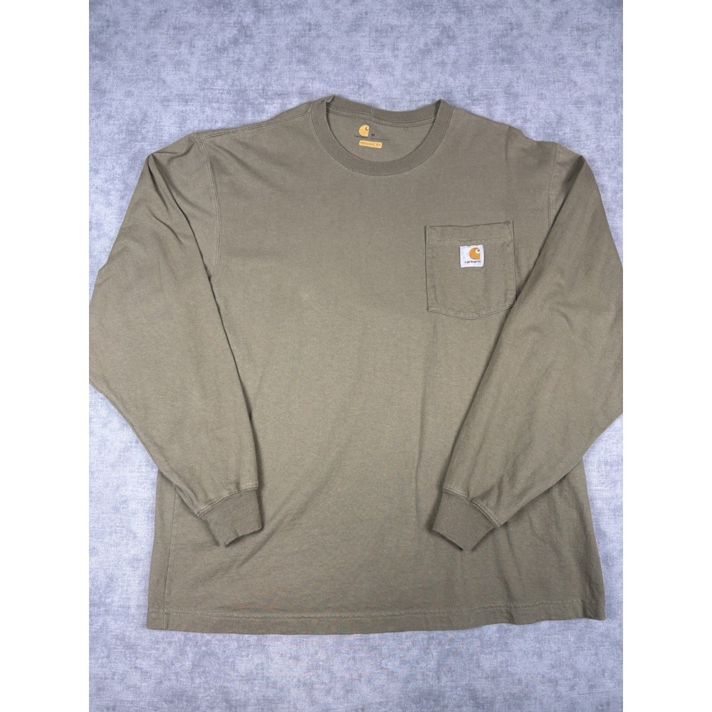 Carhartt K126 391 Long Sleeve Pocket T Shirt Mens M Original Fit Green Workwear